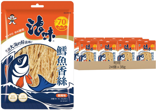 旺旺 浪味鱈魚香絲 微辣味, 38g, 24個