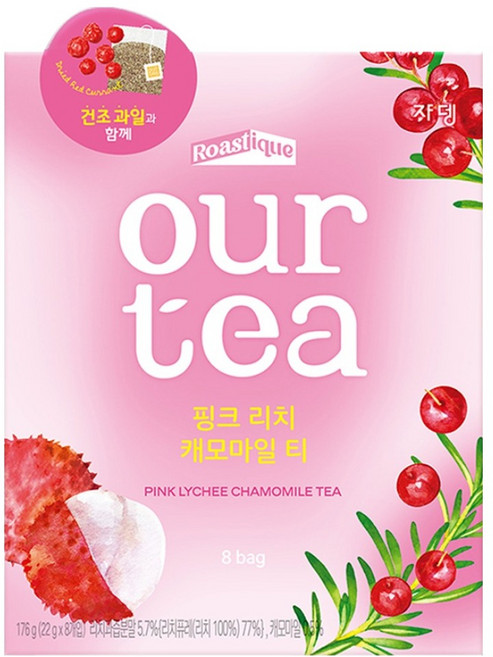 JARDIN our tea 粉紅荔枝洋甘菊花草茶包, 22g, 8包, 1盒