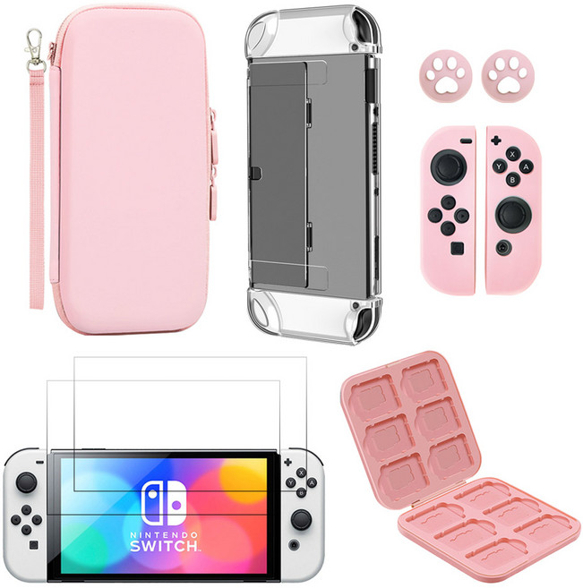 스페이스쉴드 닌텐도 스위치 OLED 호환 올인원 에디션 7종 세트 핑크, 1세트