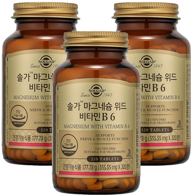 SOLGAR 鎂與維他命B6, 320錠, 3個
