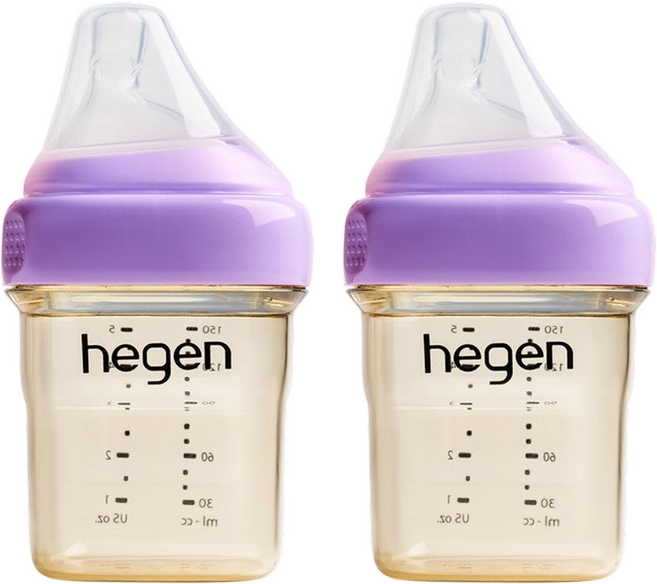 hegen 金色奇蹟 PPSU 多功能方圓型寬口奶瓶, 漾紫, 150ml, 2個