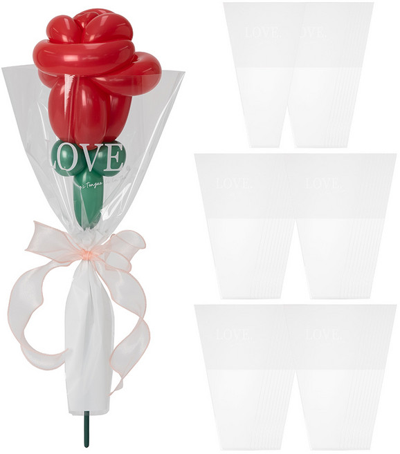 조이파티 꽃 포장봉투, 투명 LOVE, 50개