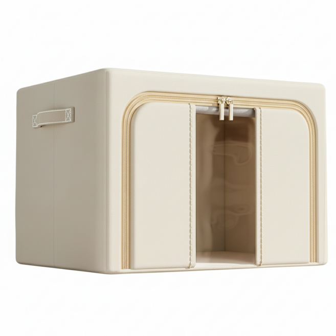 小麥購物 牛津布透明視窗收納箱 L182 100L, 優雅米, 1個