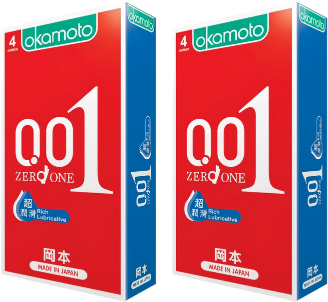 okamoto 岡本 001RL 超潤滑保險套, 4個, 2盒