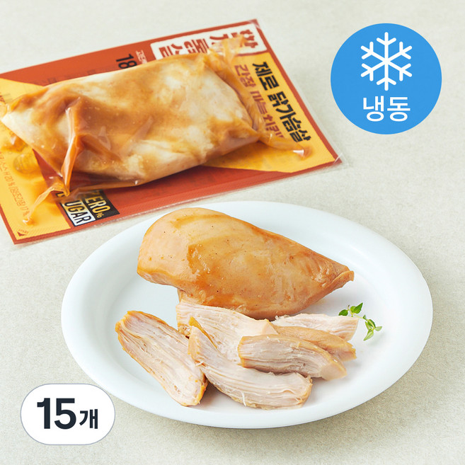 한끼통살 통살 제로슈가 닭가슴살 간장마늘 치킨맛 (냉동), 100g, 1개입, 15개
