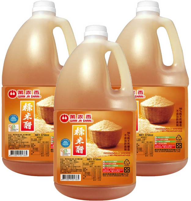 萬家香 糯米醋, 3.75L, 3瓶