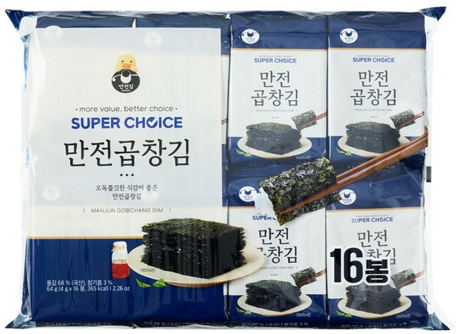 만전김 슈퍼초이스 곱창김, 4g, 16개