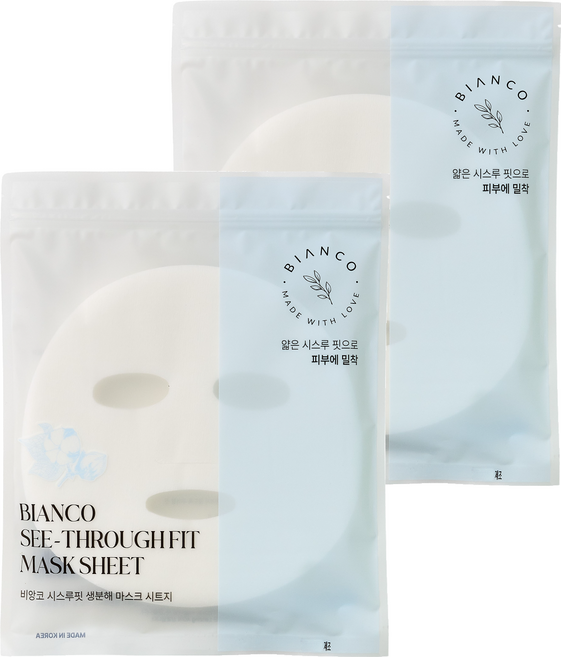 비앙코 생분해 마스크 시트지, 시스루 핏, 2개