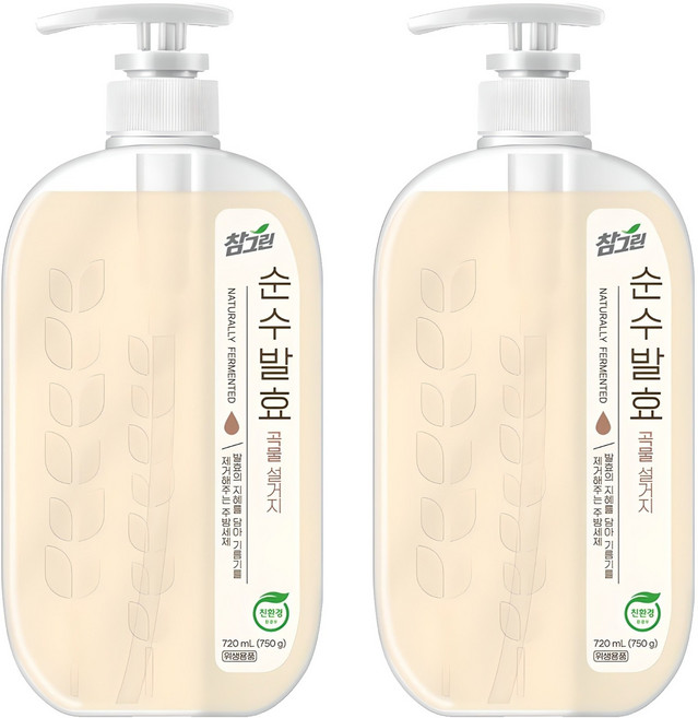 참그린 순수발효 곡물 설거지 주방세제, 720ml, 2개