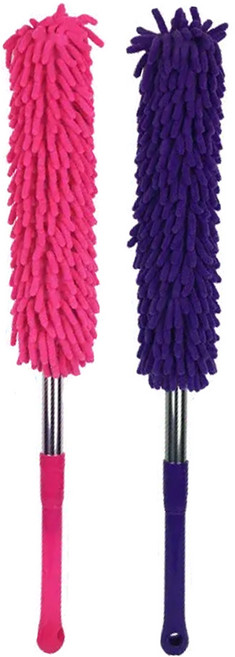 超細纖維除塵伸縮撢子2入組 撢子 + 替換毛套 2個 顏色隨機, 1組