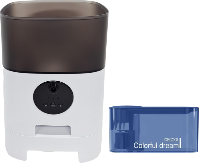 UTA 遠端觀看寵物餵食器 + 寵物飲水機 另附6組過濾棉 PW3 4L + PW7 1.3L, 餵食器 古董白 + 飲水機 顏色隨機, 1組