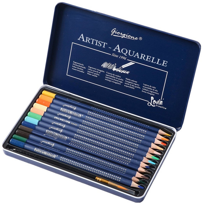조르조네 삼각바디 색연필 12색+붓세트, 12색, 1개