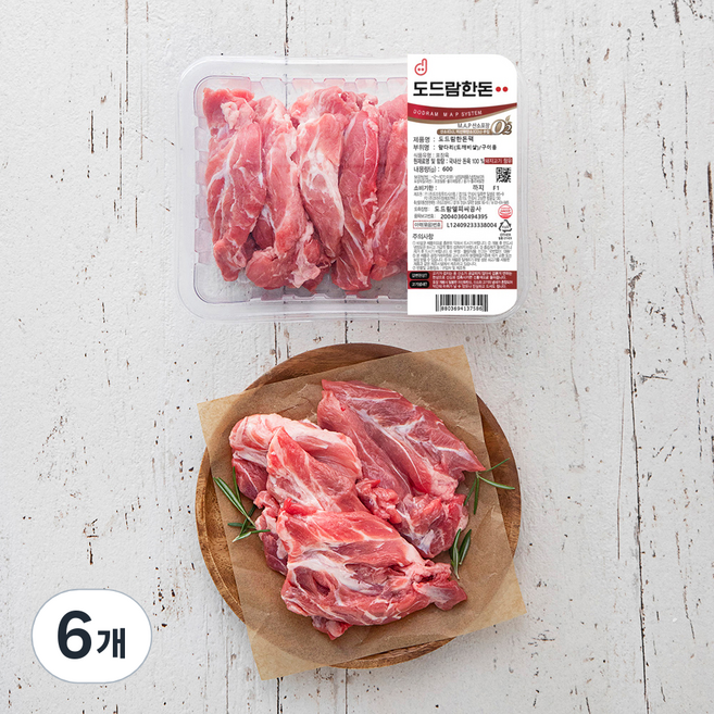 도드람한돈 도깨비살 구이용 (냉장), 600g, 6개