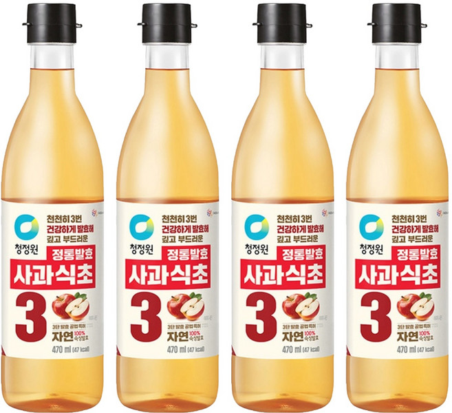 청정원 정통사과식초, 470ml, 4개