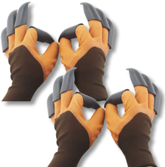 마하비 갈고리 호미 원예 장갑 양손 세트 브라운, 2세트