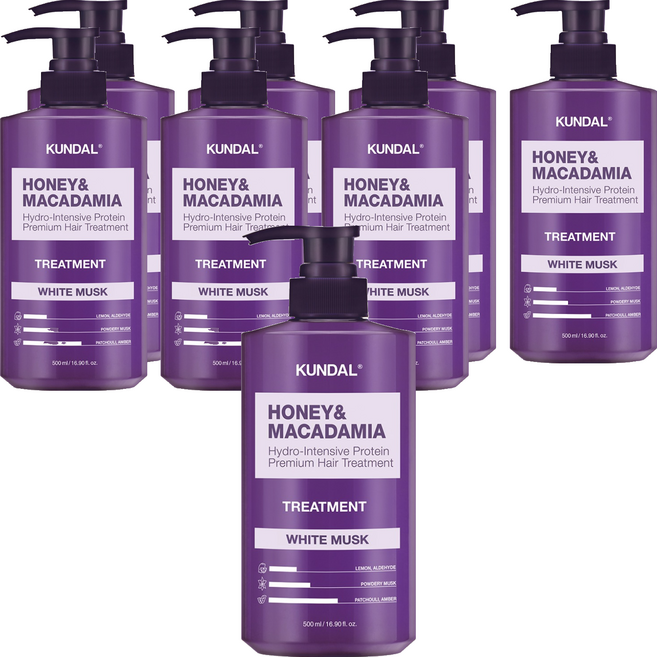 쿤달 허니 앤 마카다미아 헤어 트리트먼트 화이트머스크향, 500ml, 8개