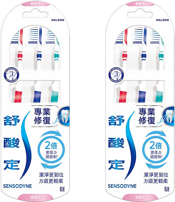 SENSODYNE 舒酸定 專業修復抗敏牙刷 超軟毛 顏色隨機, 3支, 2組