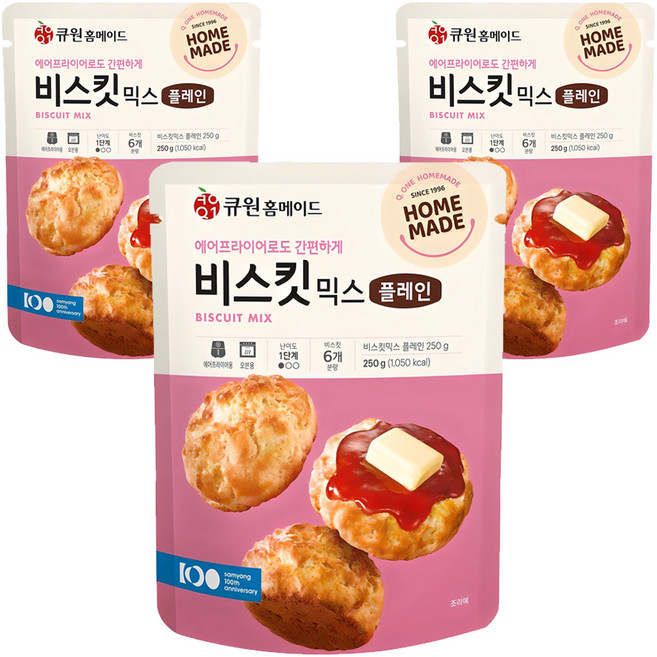 큐원 홈메이드 비스킷믹스 플레인, 250g, 3개