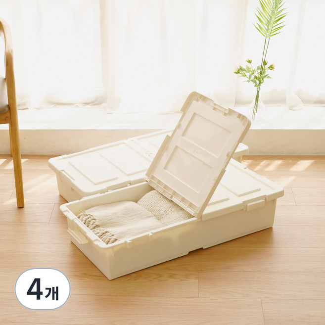 라이피스트 국내 제조 트레인 언더베드 리빙박스 낮은형, 아이보리, 4개
