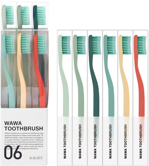 로로벨 프리미엄 고급 초미세모 와와칫솔 테트라모, 6개입, 1세트