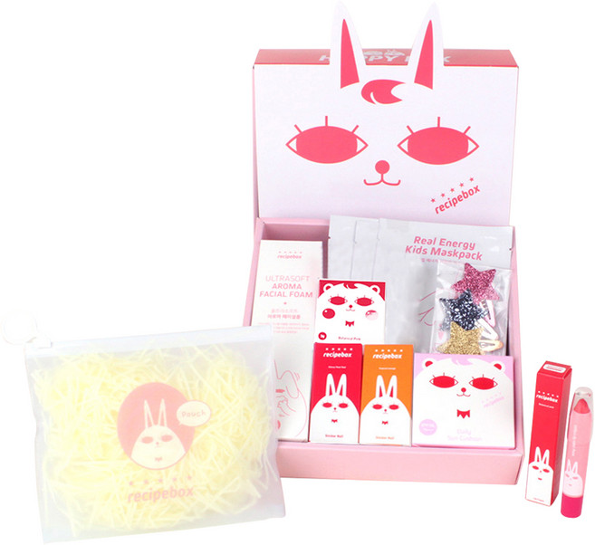 레시피박스 레드 오렌지 선물박스 데일리 어린이 메이크업 세트, 9종, 1세트