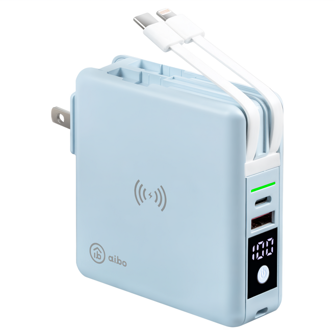 aibo 快充行動電源 無線磁吸 + PD + QC, BPN-TK100, 冰峰藍