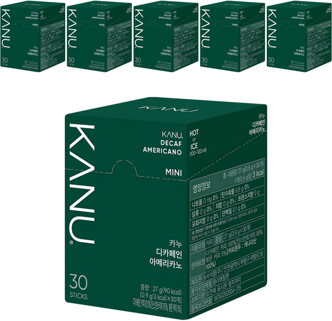 카누 미니 디카페인 아메리카노 스틱 원두커피믹스, 900mg, 30개입, 6개