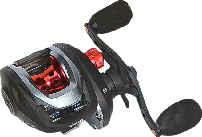 okuma 寶熊釣具 凱莫斯 Ceymar 擬餌 拋投 小烏龜 捲線器 路亞 釣魚 捲仔 Low Profile, C100H-A, 黑色 + 紅色