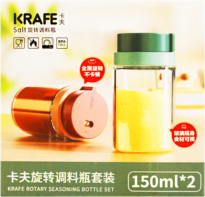 Kraft 卡夫 日系純色多孔旋轉調料瓶 綠色, 150ml, 1組