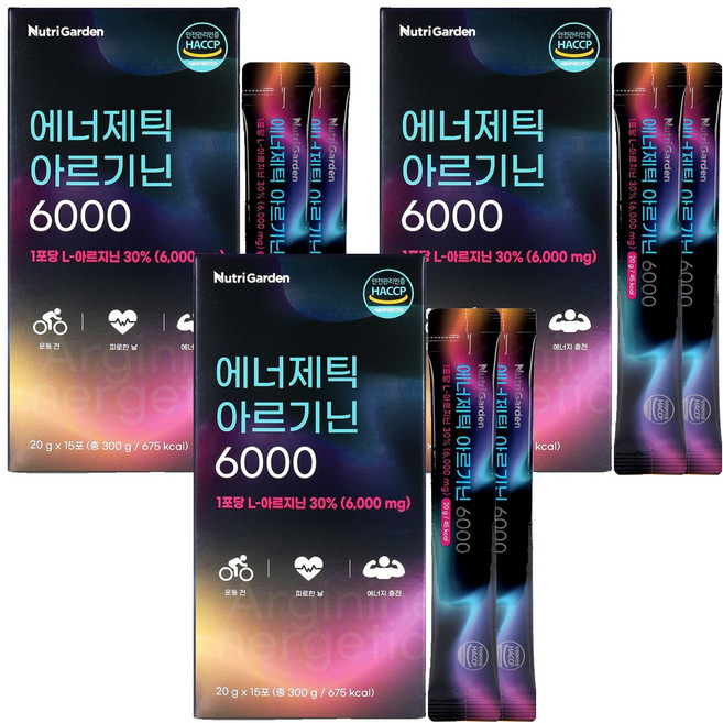뉴트리가든 에너제틱 아르기닌 6000 15p, 3개, 300g