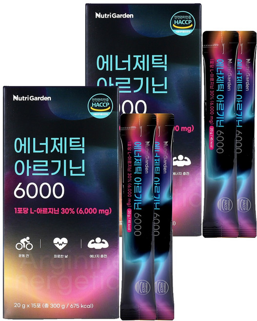뉴트리가든 에너제틱 아르기닌 6000 15p, 2개, 300g