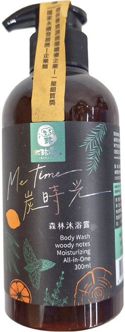 DAWOKO 木酢達人 炭時光 森林沐浴露 保濕 All-in-One 木質香調, 300ml, 1瓶