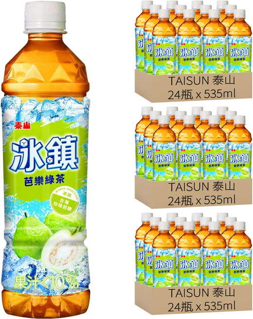 TAISUN 泰山 冰鎮 芭樂綠茶, 535ml, 72瓶