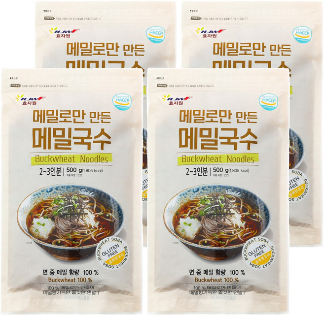 효자원 메밀로만 만든 메밀국수, 500g, 4개