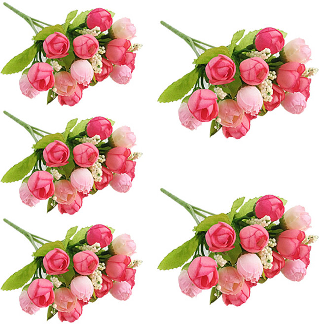 ABM 미니장미 조화부쉬, 핑크, 5개