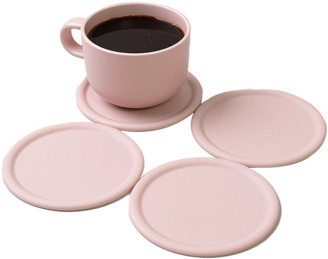 보울보울 국산 볼볼 실리콘 코스터, 파우더핑크, 4개