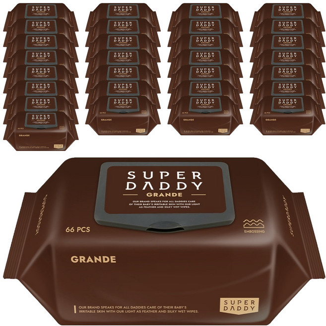슈퍼대디 저자극 아기물티슈 그란데 캡형, 85g, 66매, 30개