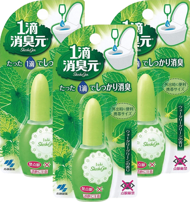 KOBAYASHI 小林製藥 消臭元 馬桶浴廁一滴芳香消臭劑 薄荷, 20ml, 3瓶