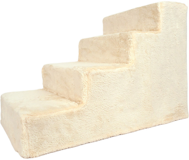 Ding Dong Pet 寵物柔軟超細纖維海綿階梯, 1個, 象牙色