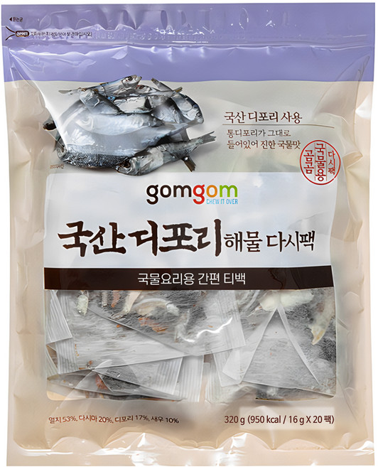 곰곰 국산 디포리 해물 다시팩, 320g, 1개