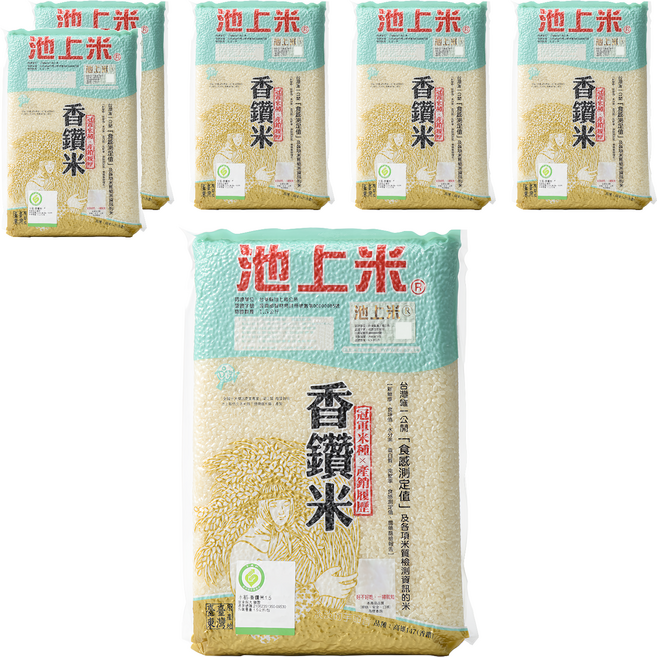 池上多力米 香鑽米 產銷履歷, 1.5kg, 6包, CNS一等米