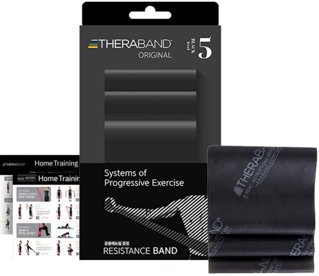 세라밴드 오리지널 탄성저항 밴드 5단계 + 운동포스터, 블랙, 1개