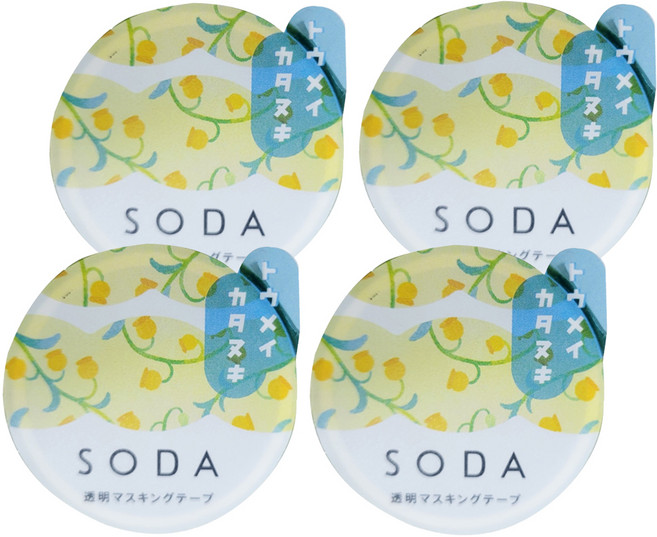 KING JIM HITOTOKI SODA 透明PET卷狀膠帶 軋型款 宮下和設計款 15mm寬 3M長, 宮燈百合, 4個