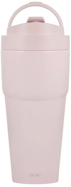 WOKY 沃廚 台灣公司貨 雙層陶瓷渾圓杯, 粉色, 750ml, 1個