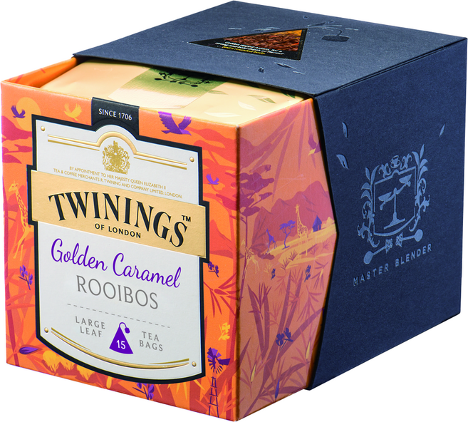 TWININGS 唐寧茶 鉑金系列 琥珀焦糖博士茶 大葉茶包 無咖啡因, 2.5g, 15包, 1盒