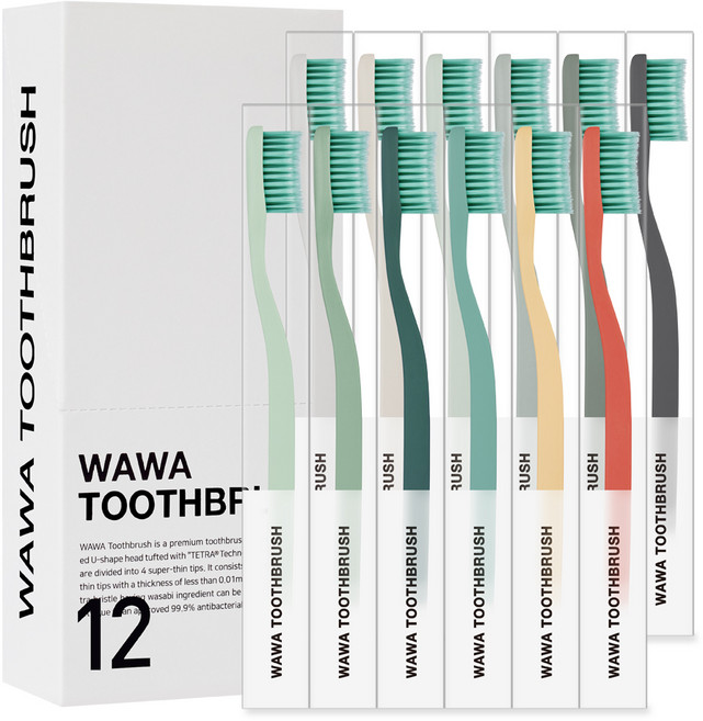 RoRoBELL 頂級高級超細毛Wawa牙刷, 12入, 1套