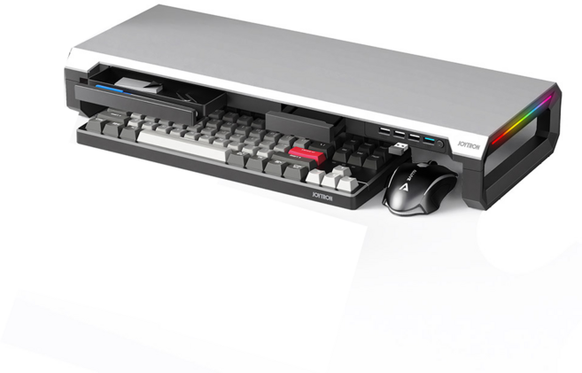 조이트론 게이밍 RGB USB 스마트폰거치 모니터받침대 GMS-50, 실버, 1개