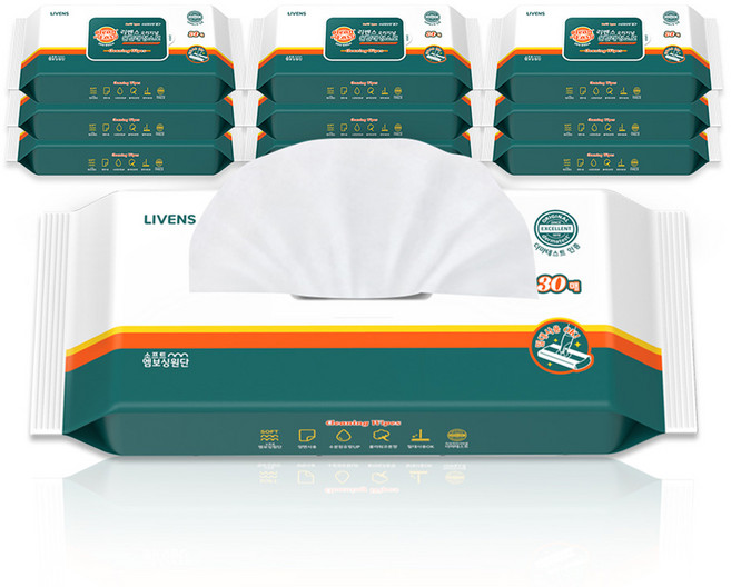 리벤스 물걸레 청소포 30매, 10개