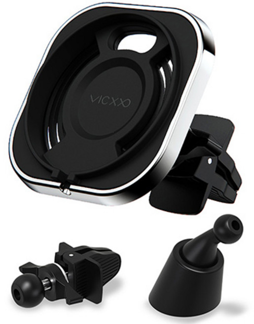 빅쏘 아이폰 맥세이프 무선 충전기 대쉬보드 + 송풍구형 차량용 핸드폰 거치대, 1개, 블랙