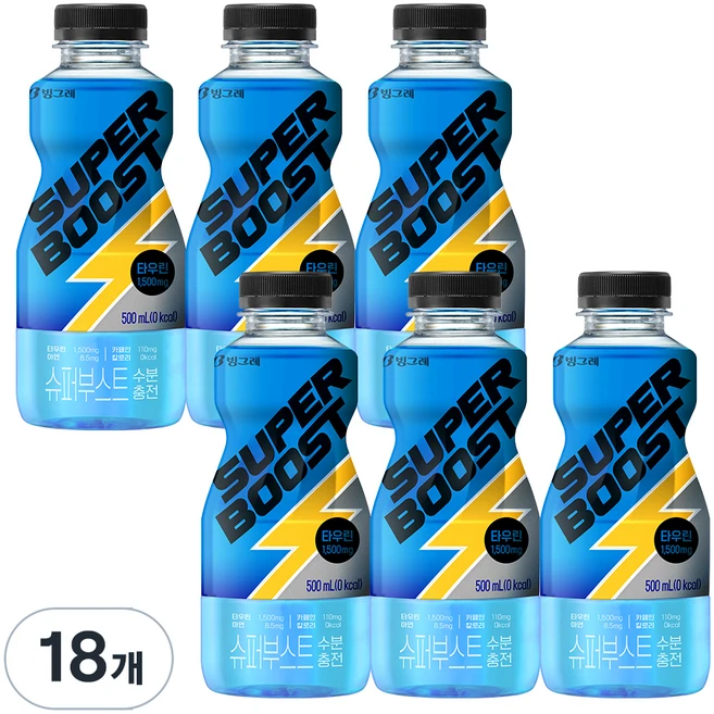 빙그레 슈퍼부스트 수분충전 에너지음료, 500ml, 18개 - 쿠팡